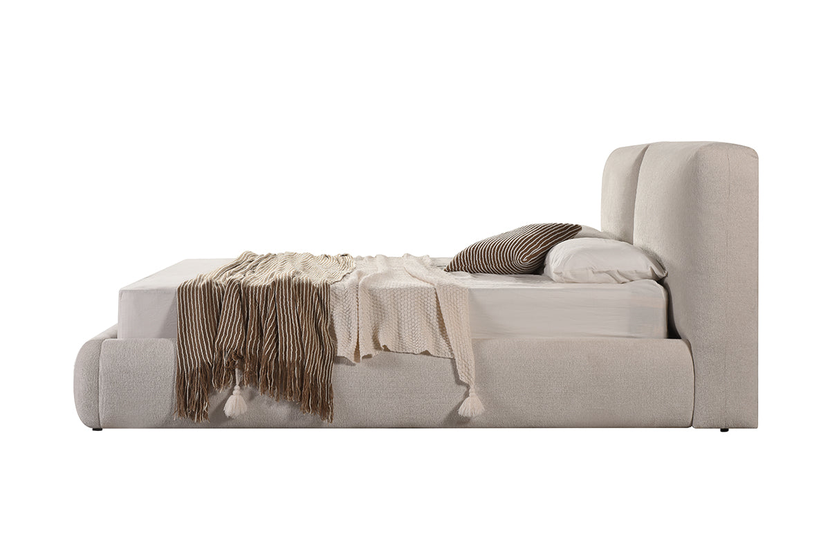 KING BED FRAME - BEIGE