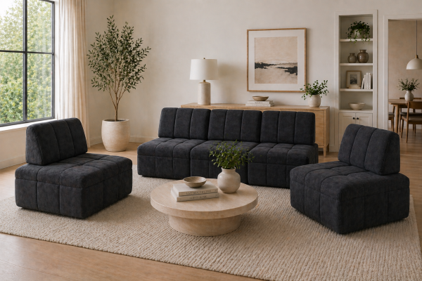Brassex 3-Piece Modular Sofa Black