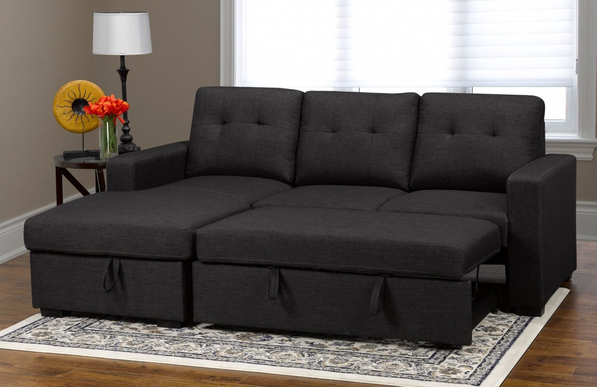 Button-Tufted Sleeper Sofa Bed – Grey