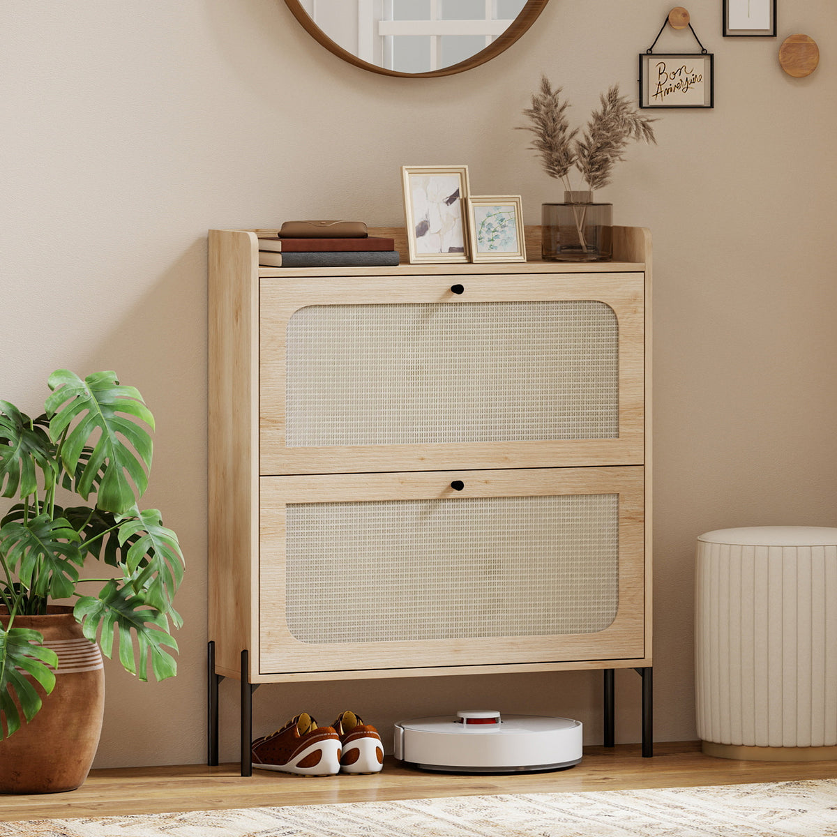 Shoe Cabinet with 2 Flip Drawers – 31"W x 39"H