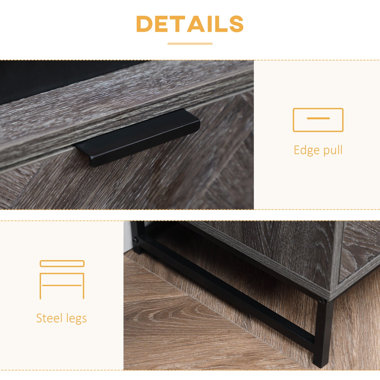 HOMCOM Modern Dark Grey Bedside Table with Drawer and Open Shelf Storage