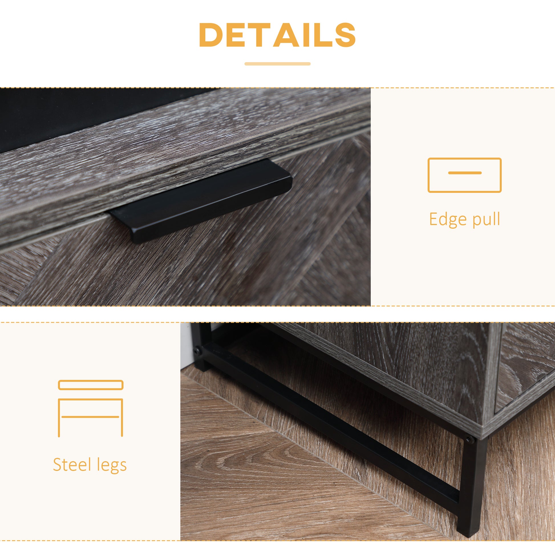 HOMCOM Modern Dark Grey Bedside Table with Drawer and Open Shelf Storage