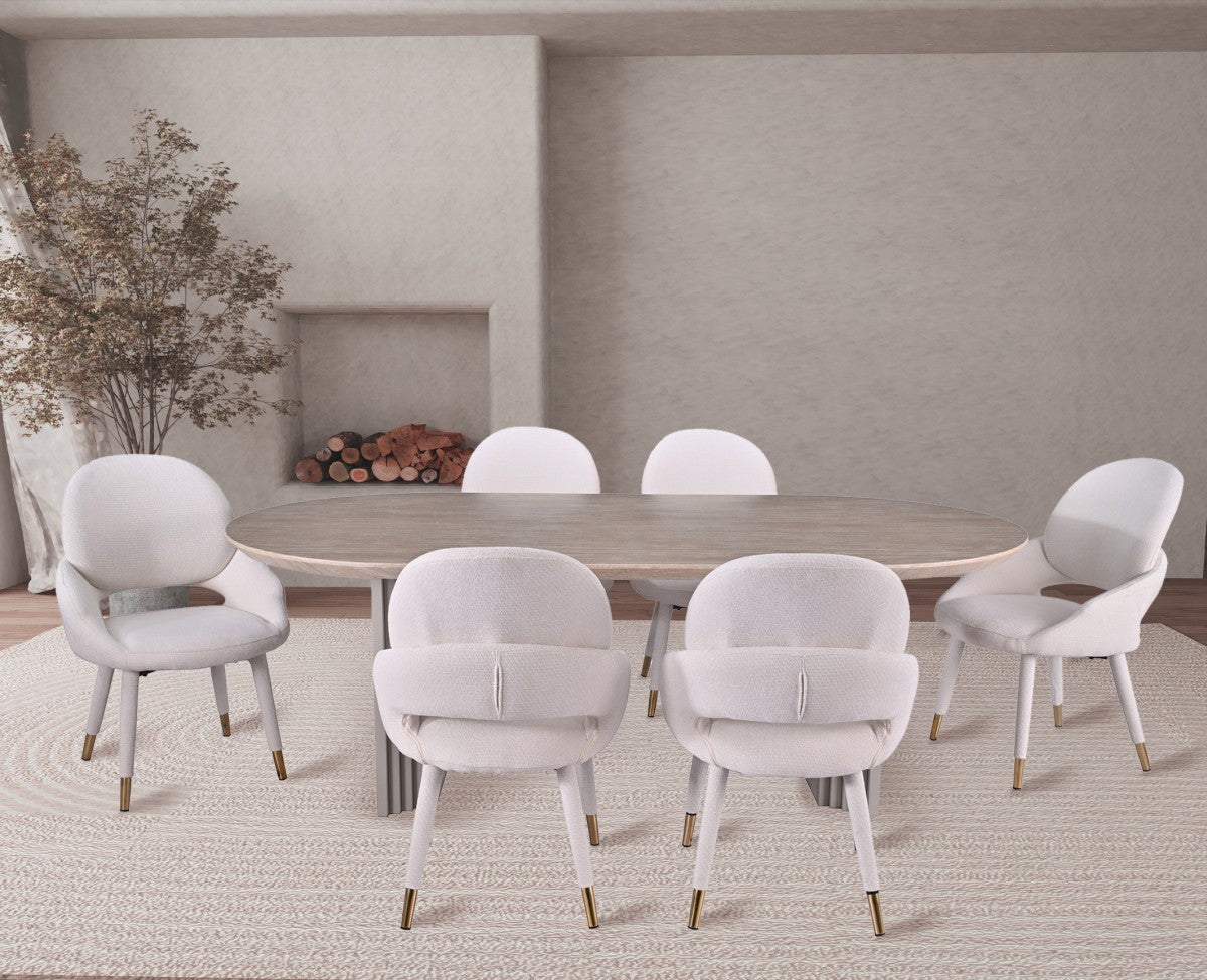 Curved 7-Piece Dining Set – Beige
