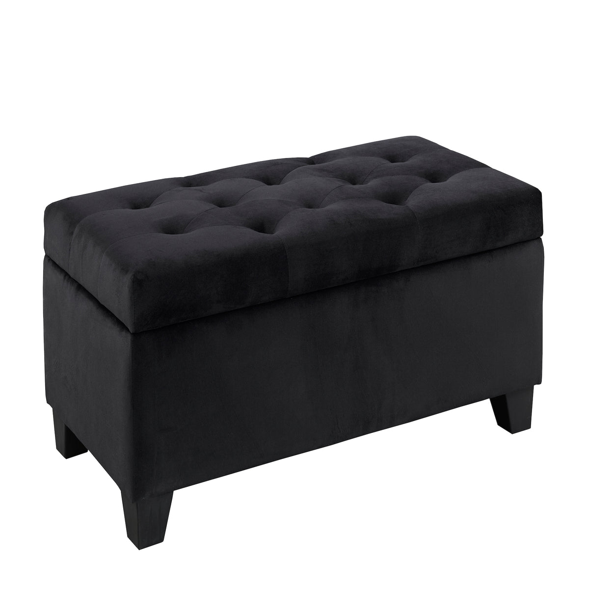 Tufted Storage Ottoman – Black