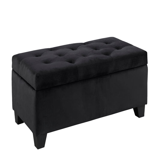 Tufted Storage Ottoman – Black
