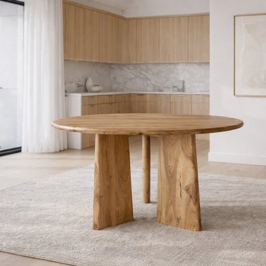 Curved Mango Wood Dining Table – Natural