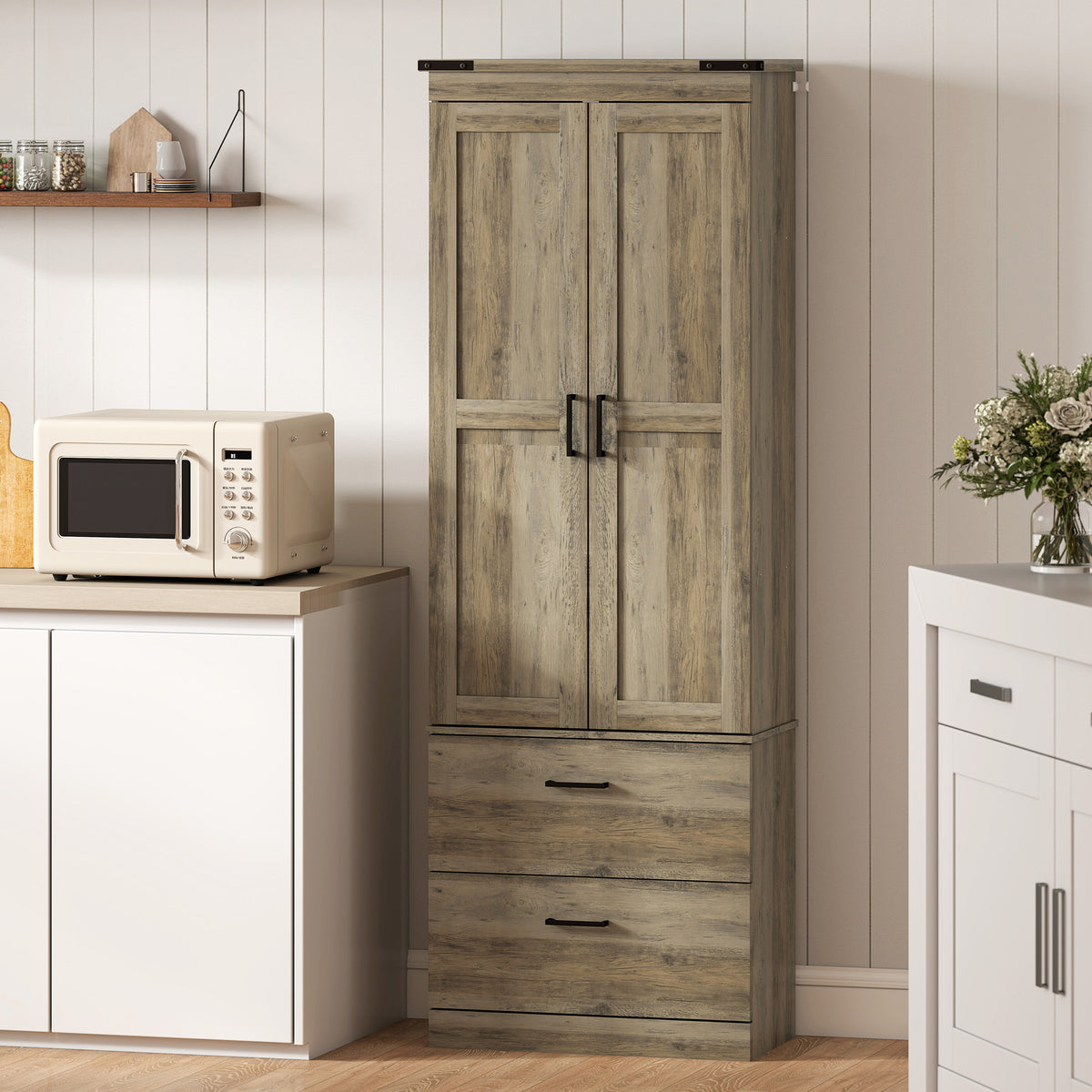 Kitchen Pantry Cabinet with Doors – 24"W x 67"H