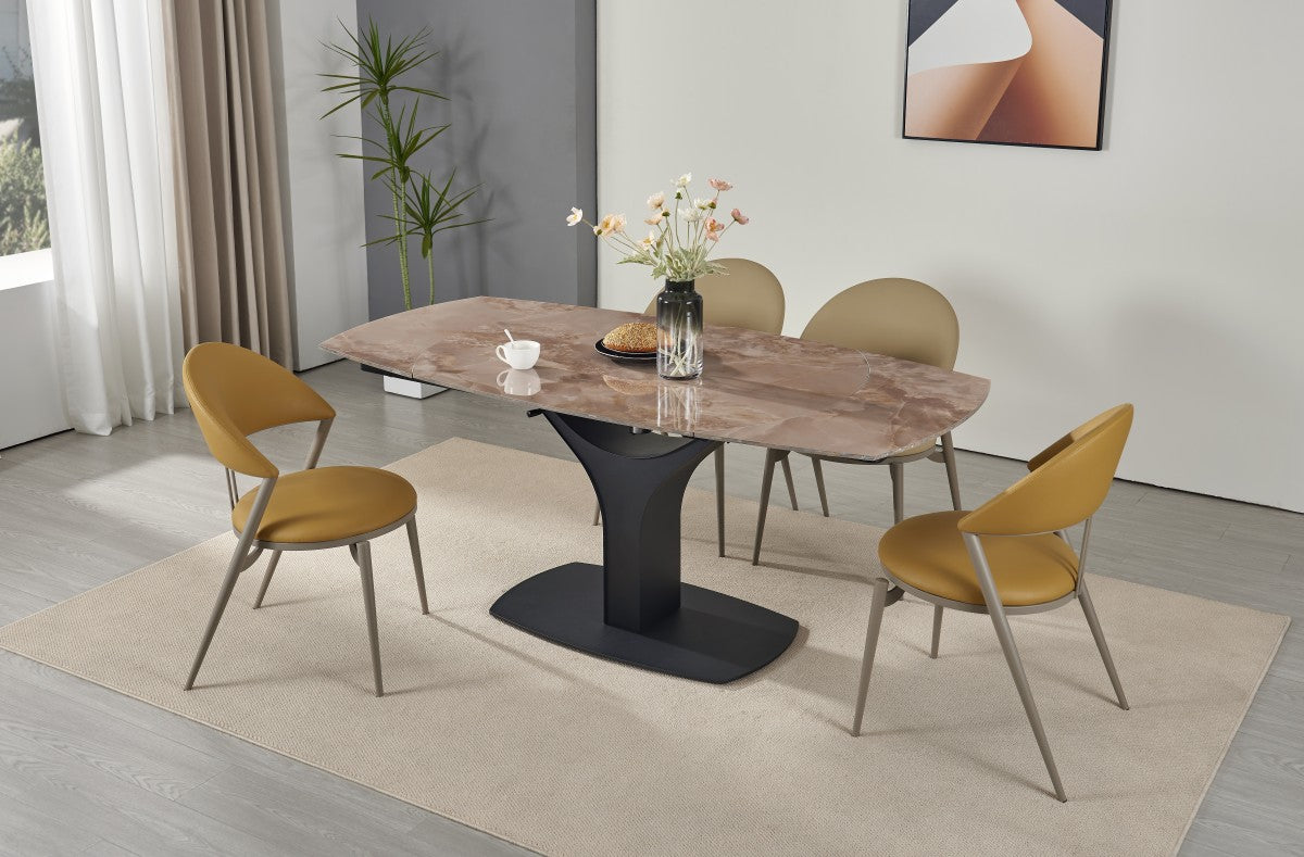 Sintered Stone Extendable Dining Table – Agate Brown