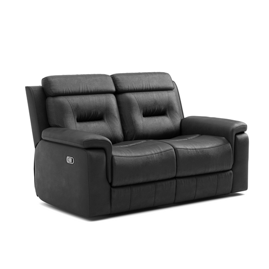 Luxurious Black Leather Recliner Loveseat with Plush Cushioning and Smooth Mechanism