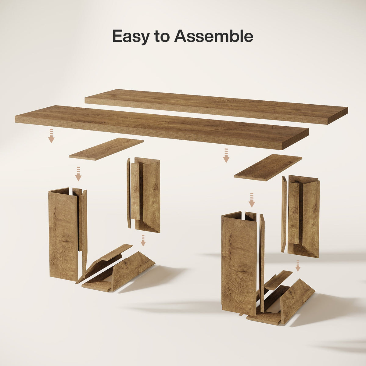 Rectangle Dining Table for 6-8, 63" Kitchen Table with Geometric Frame