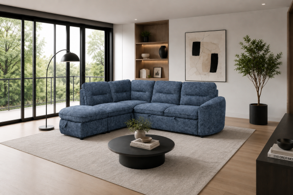 LHF Sectional Sleeper Blue