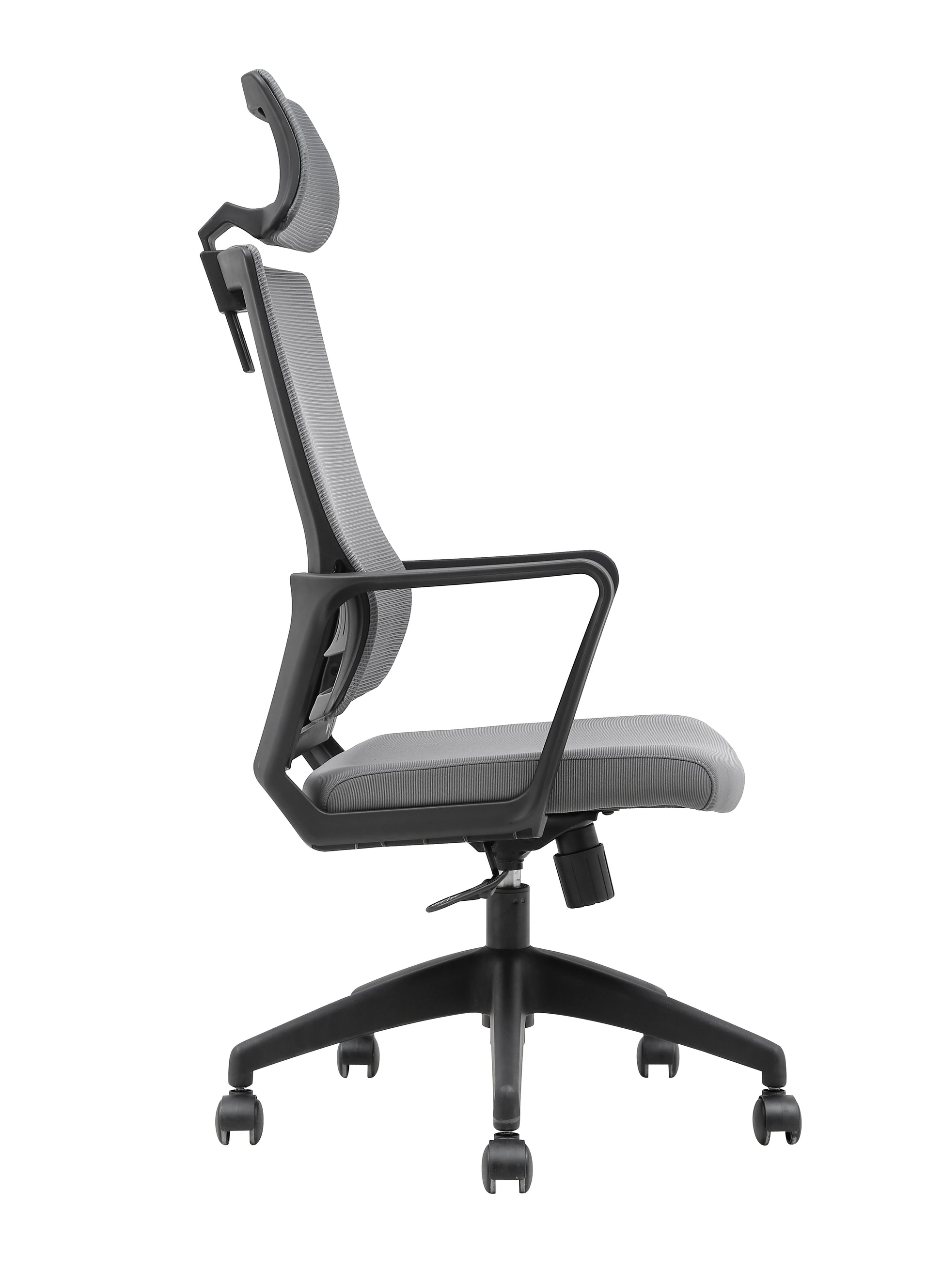 Ergonomic Grey Mesh Office Chair, Adjustable Height, Lumbar Support, Smooth Casters