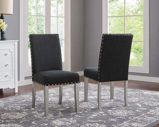 Curved Solid Wood Dining Chair, Set of 2 – Dark Grey
