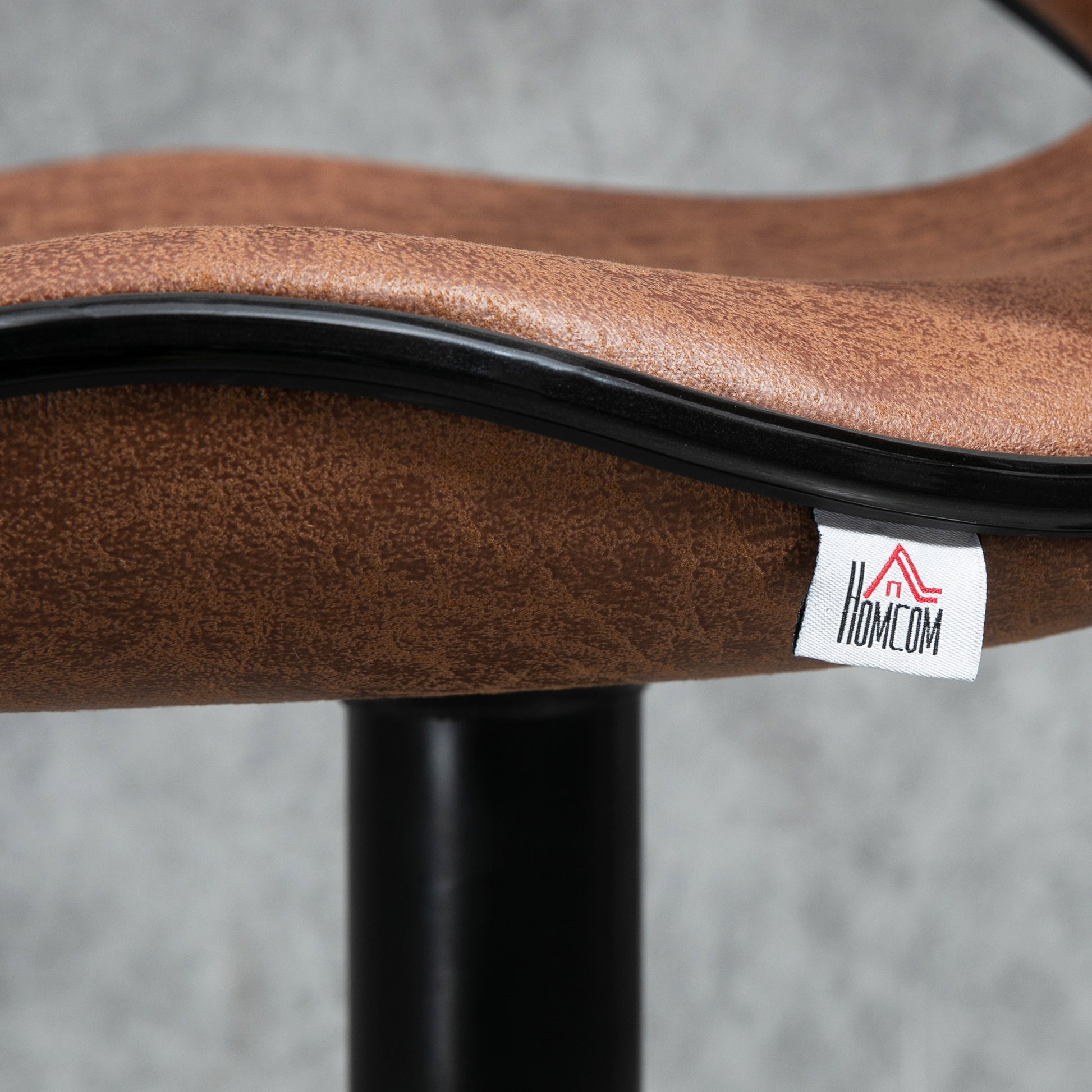 HOMCOM Vintage Brown Microfiber Adjustable Swivel Bar Stools, Set of 2