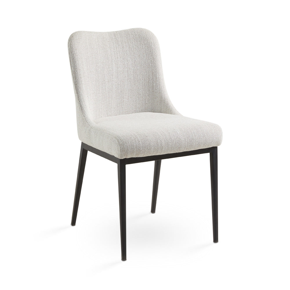 Curved-Back Dining Chair, Black Legs