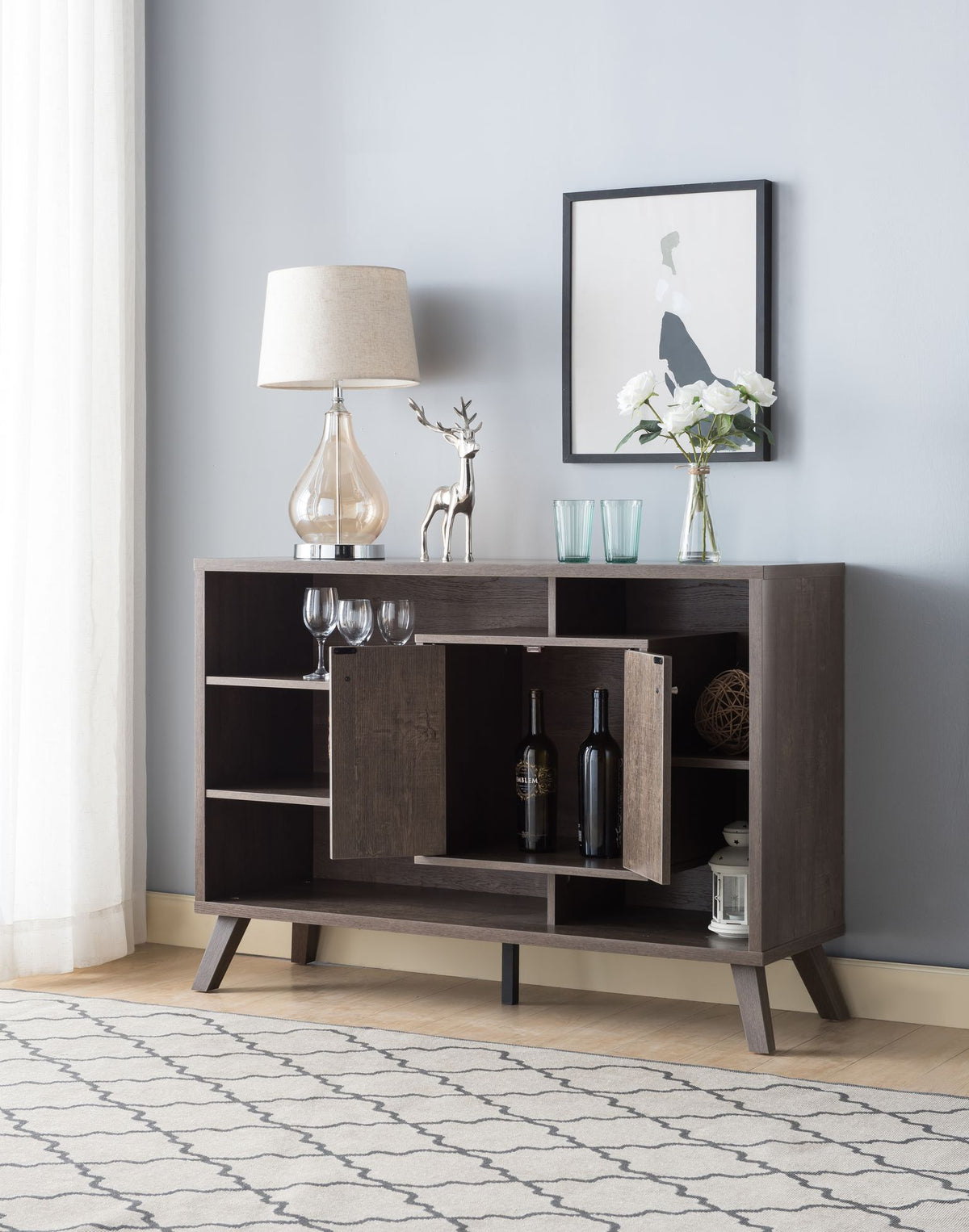 Mid-Century Buffet/Server – Walnut Oak