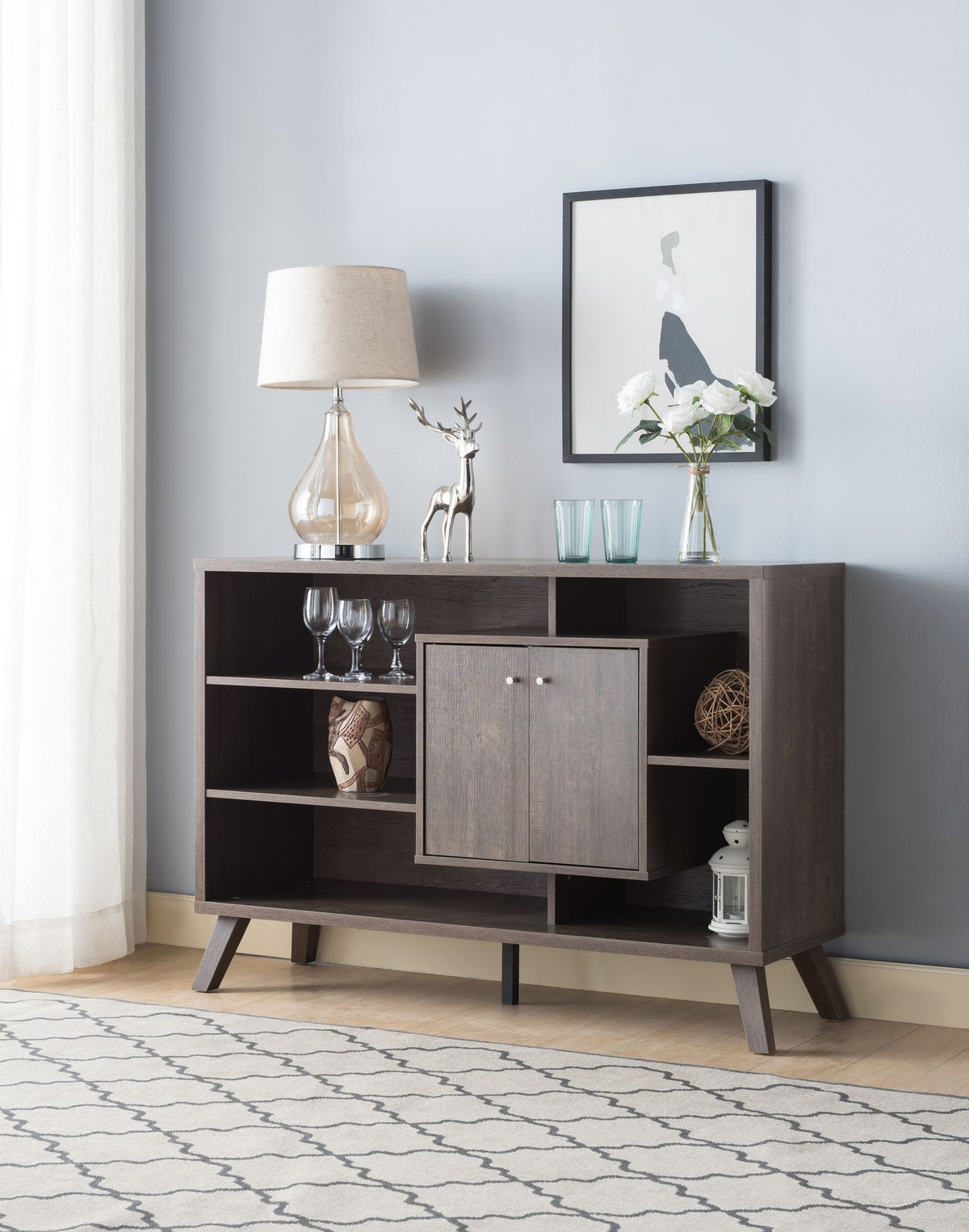 Mid-Century Buffet/Server – Walnut Oak