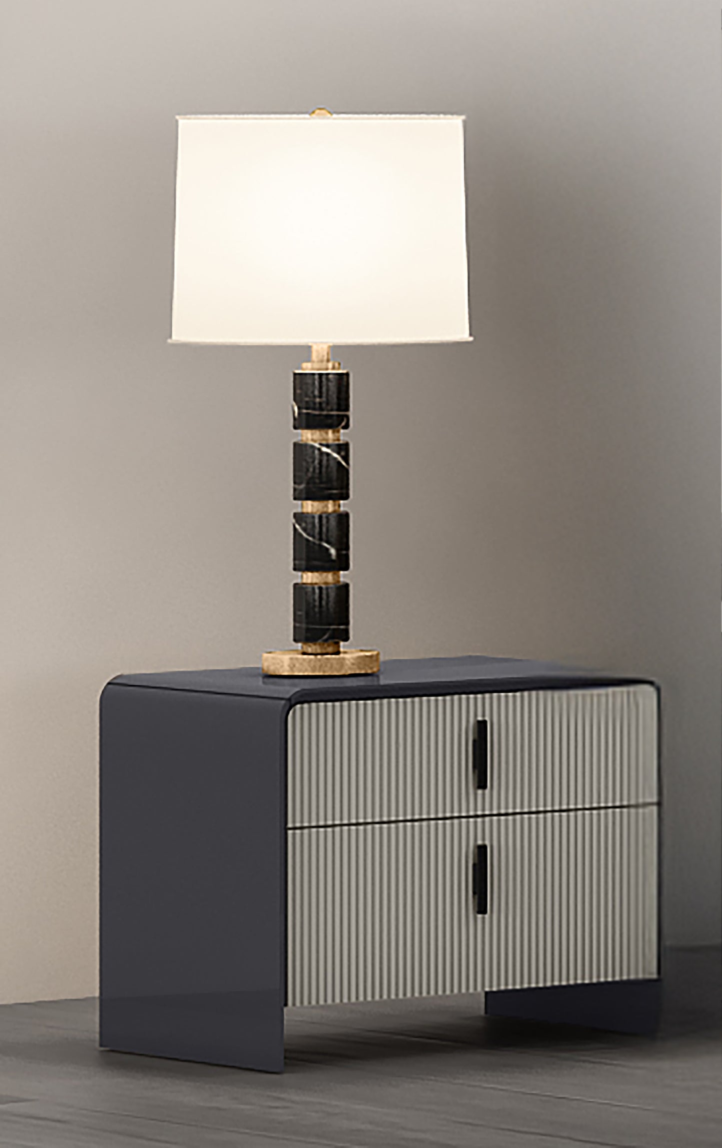 Modern Graphite 5-Piece Bedroom Set with LED Headboard & Soft-Close Drawers