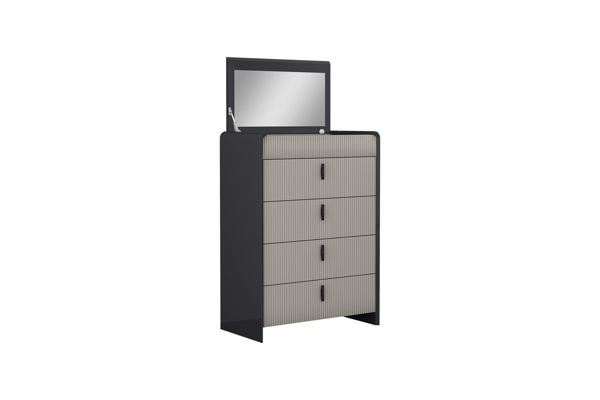 Modern Graphite 5-Piece Bedroom Set with LED Headboard & Soft-Close Drawers