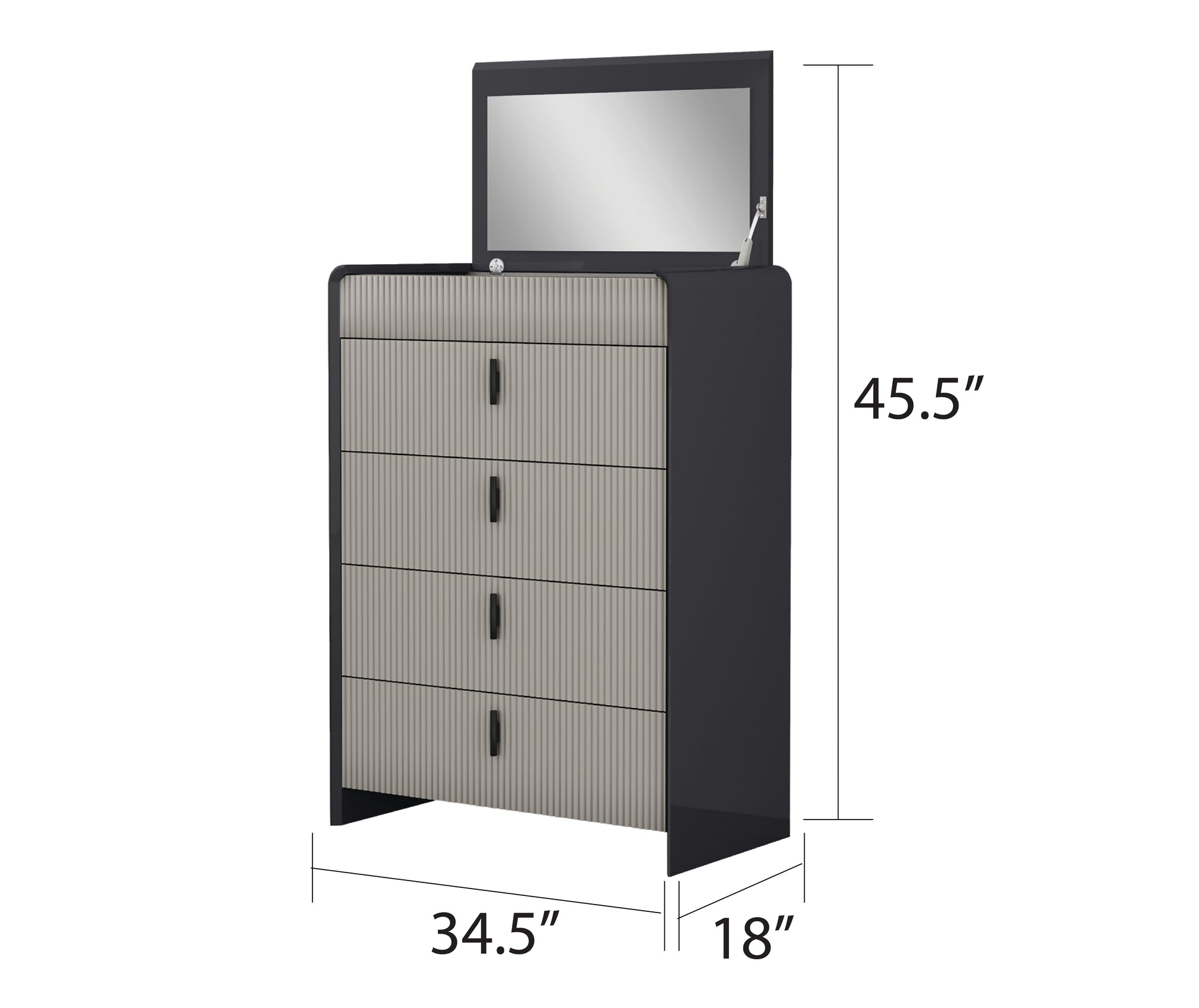 Modern Graphite 5-Piece Bedroom Set with LED Headboard & Soft-Close Drawers