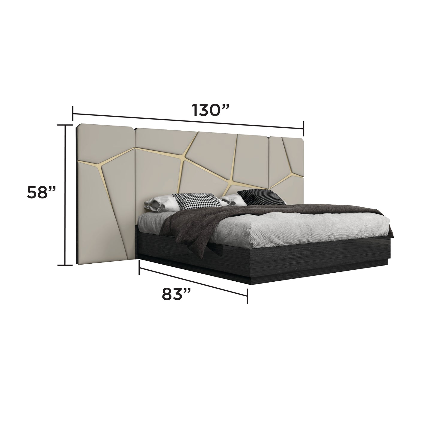 Chole Grey Angly Hydraulic Storage King Bed Set with Nightstand