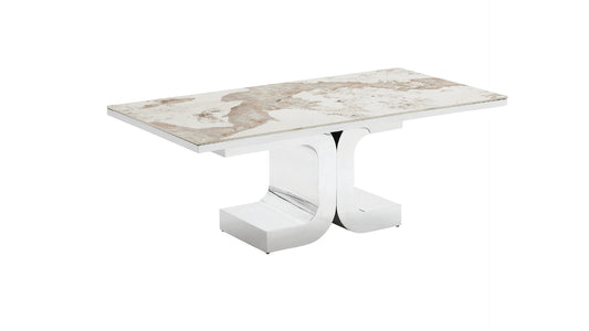 Honour Modern Marble Coffee Table with Chrome Metal Frame