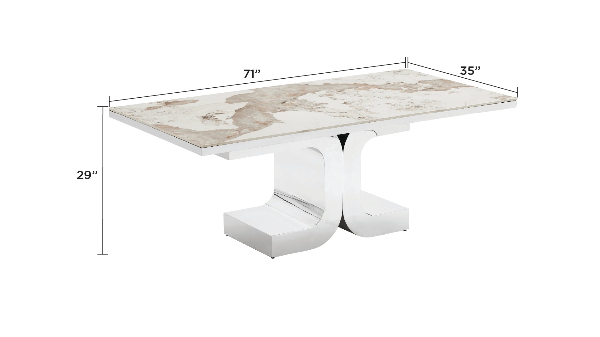 Honour Modern Marble Coffee Table with Chrome Metal Frame