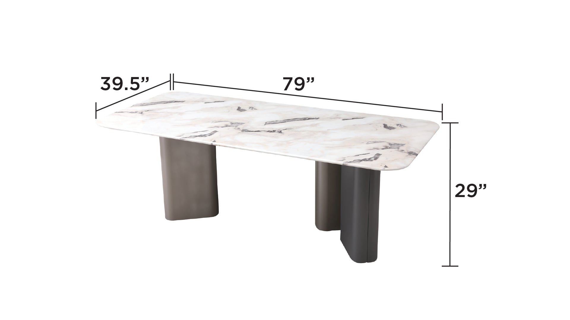 Atlantis Modern Coffee Table with Marble Top and Black Base