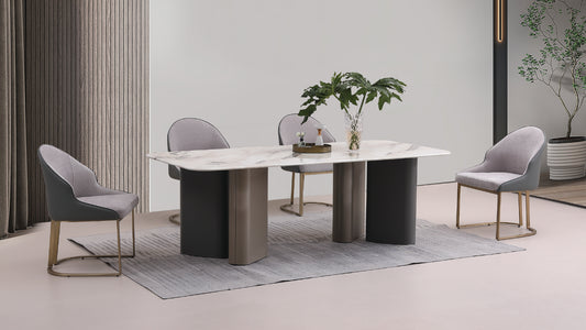 Atlantea Marble-Look 7-Piece Dining Set