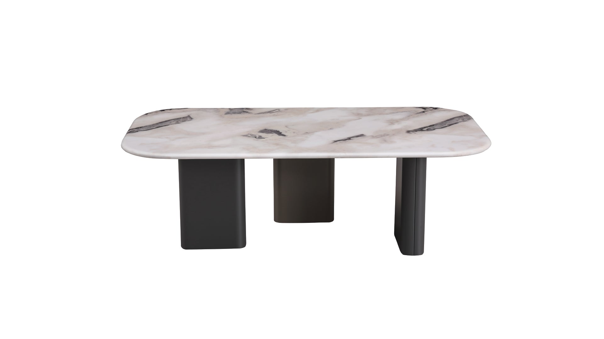 Atlantis Modern Coffee Table with Marble Top and Black Base
