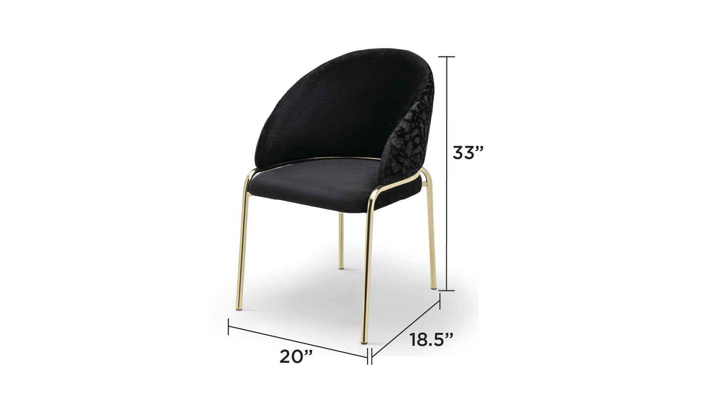 Elegant Onyx Velvet Dining Chair with Gold Stainless Steel Legs