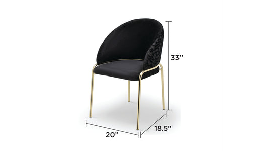 Elegant Onyx Velvet Dining Chair with Gold Stainless Steel Legs
