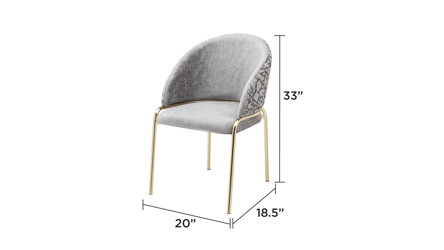 Onyx Grey Velvet Dining Chair with Elegant Curved Gold Legs