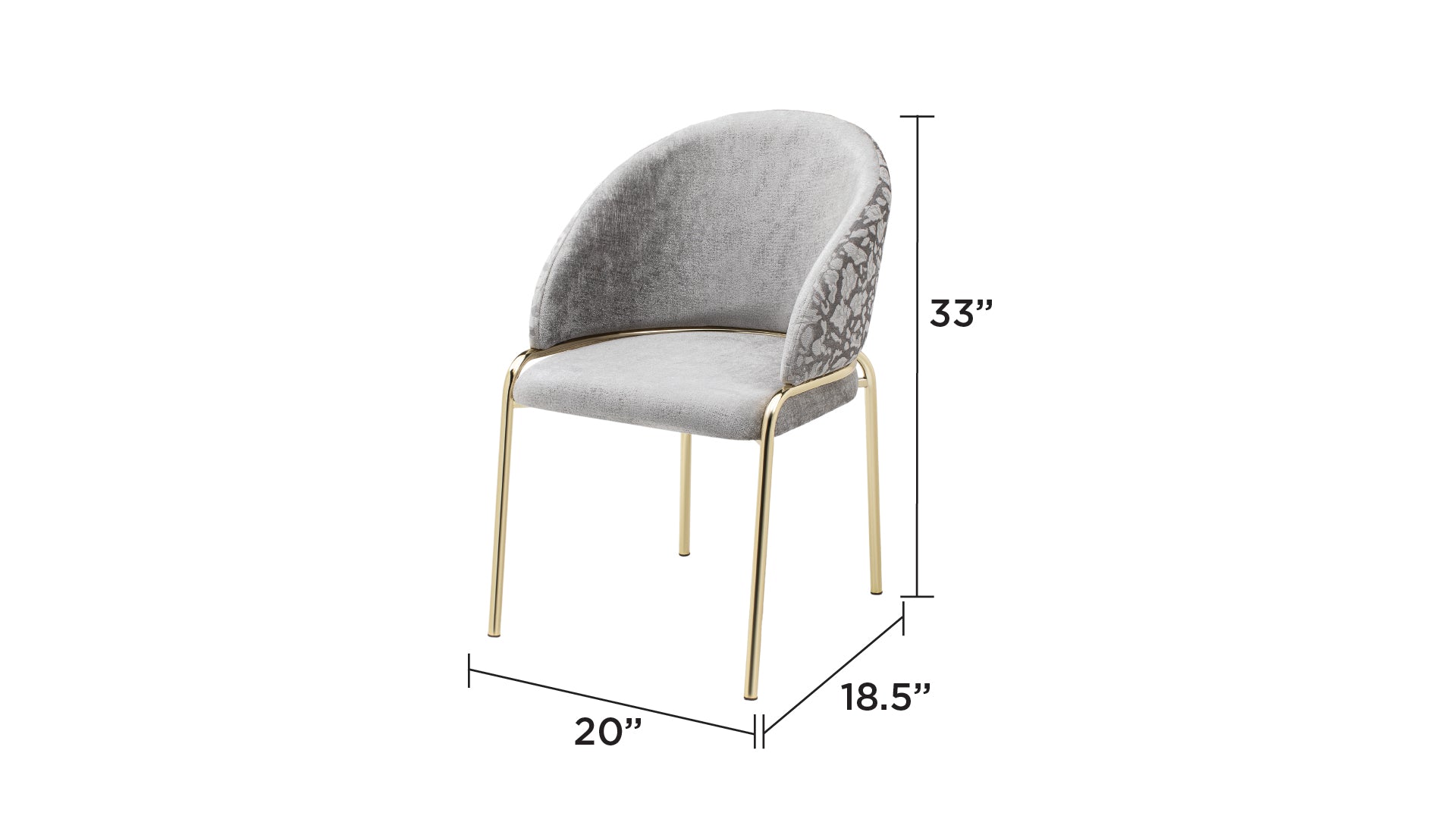 Onyx Grey Velvet Dining Chair with Elegant Curved Gold Legs
