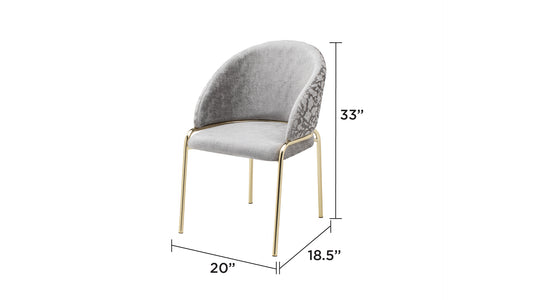 Onyx Grey Velvet Dining Chair with Elegant Curved Gold Legs