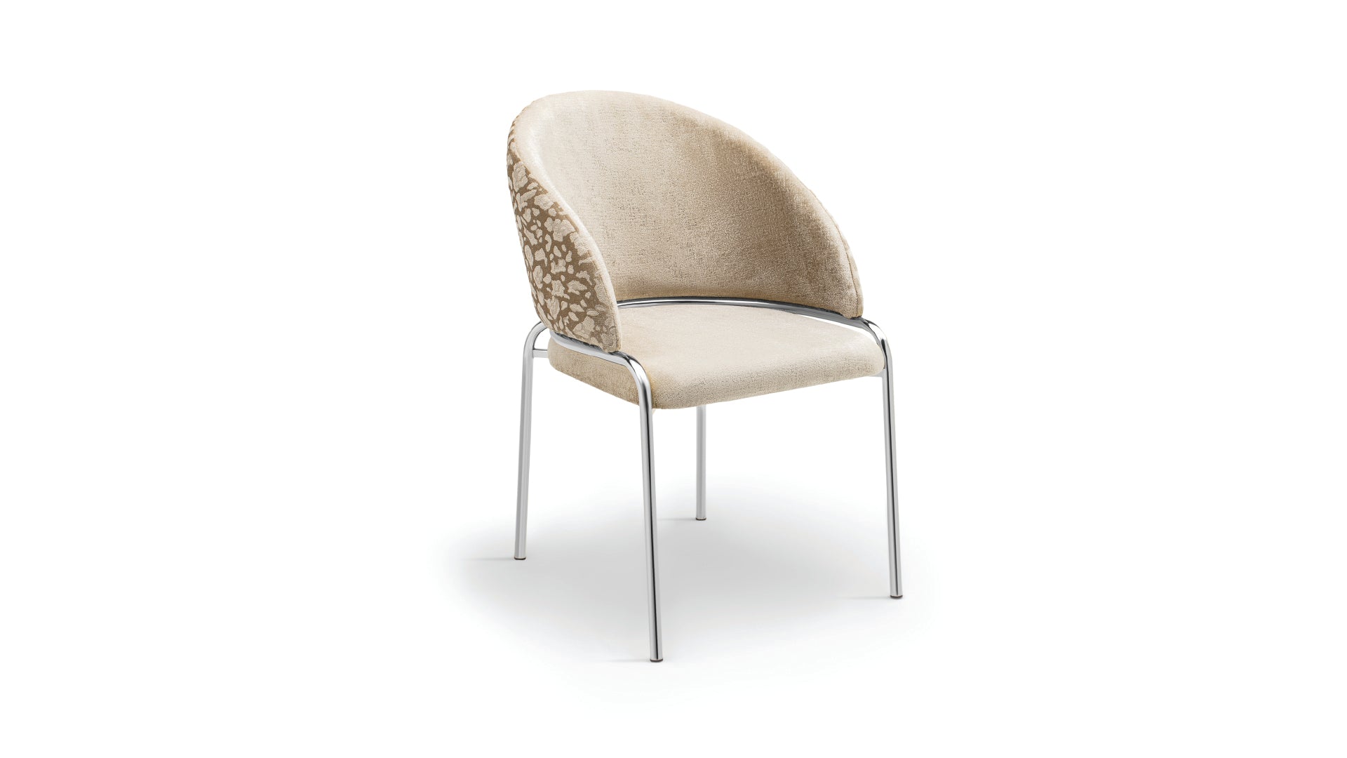 Onyx Modern Beige Velvet Dining Chair with Polished Stainless Steel Legs