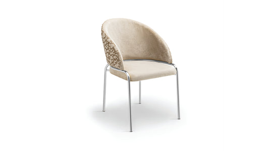 Onyx Modern Beige Velvet Dining Chair with Polished Stainless Steel Legs