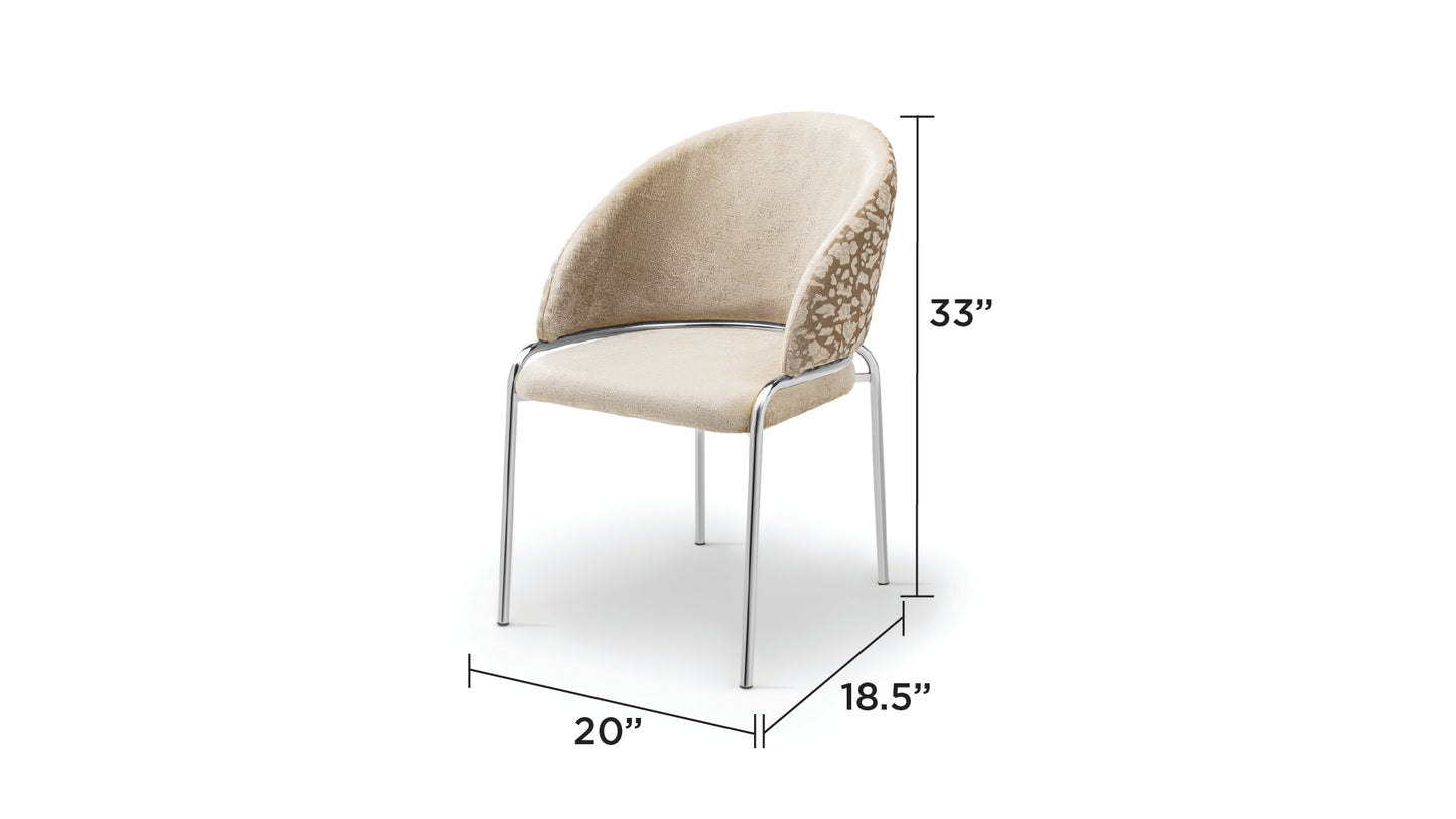 Onyx Modern Beige Velvet Dining Chair with Polished Stainless Steel Legs