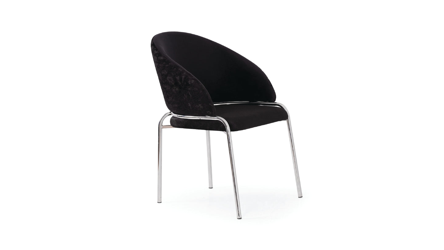Onyx Modern Black Velvet Dining Chair Stainless Steel Legs 2-Pack