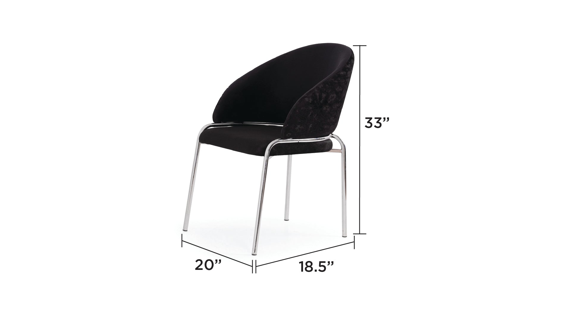 Onyx Modern Black Velvet Dining Chair Stainless Steel Legs 2-Pack