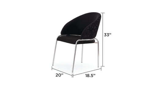 Onyx Modern Black Velvet Dining Chair Stainless Steel Legs 2-Pack
