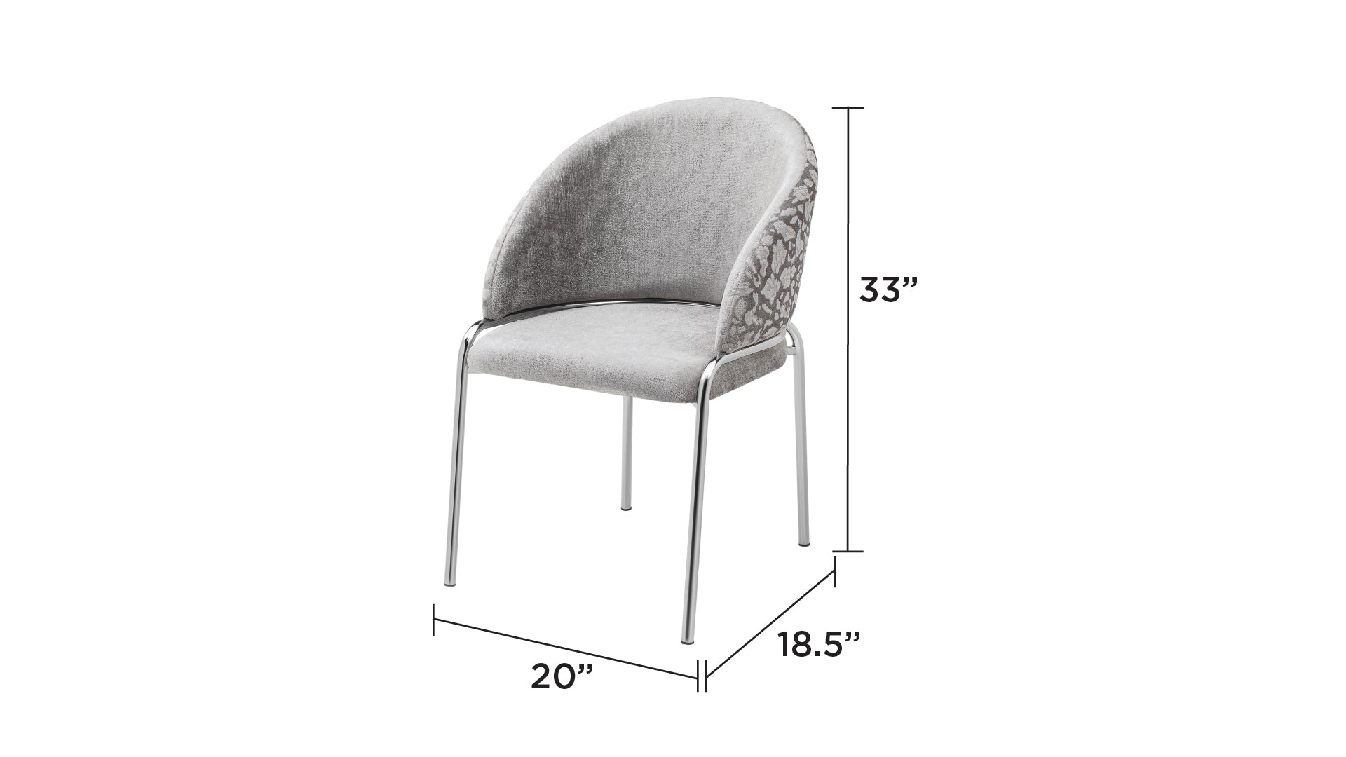 CH50 Onyx Grey Velvet Dining Chair with Stainless Steel Legs