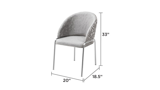CH50 Onyx Grey Velvet Dining Chair with Stainless Steel Legs