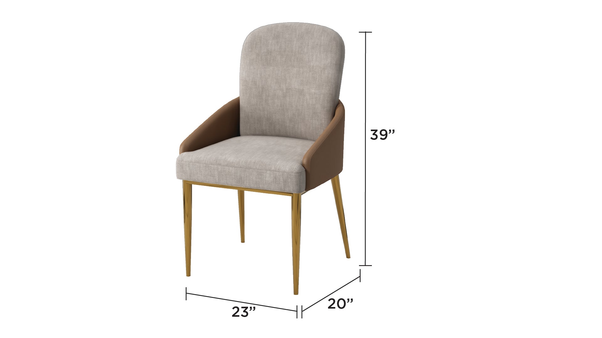 Modern Beryl Dining Chair Mocha Fabric Gold Stainless Steel