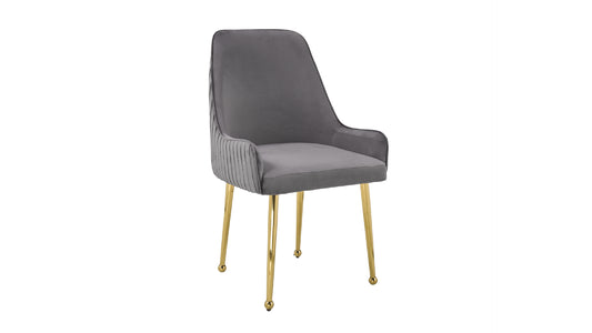 Luxurious Grey Fabric Jade Dining Chair with Gold Stainless Steel
