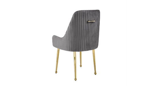 Luxurious Grey Fabric Jade Dining Chair with Gold Stainless Steel