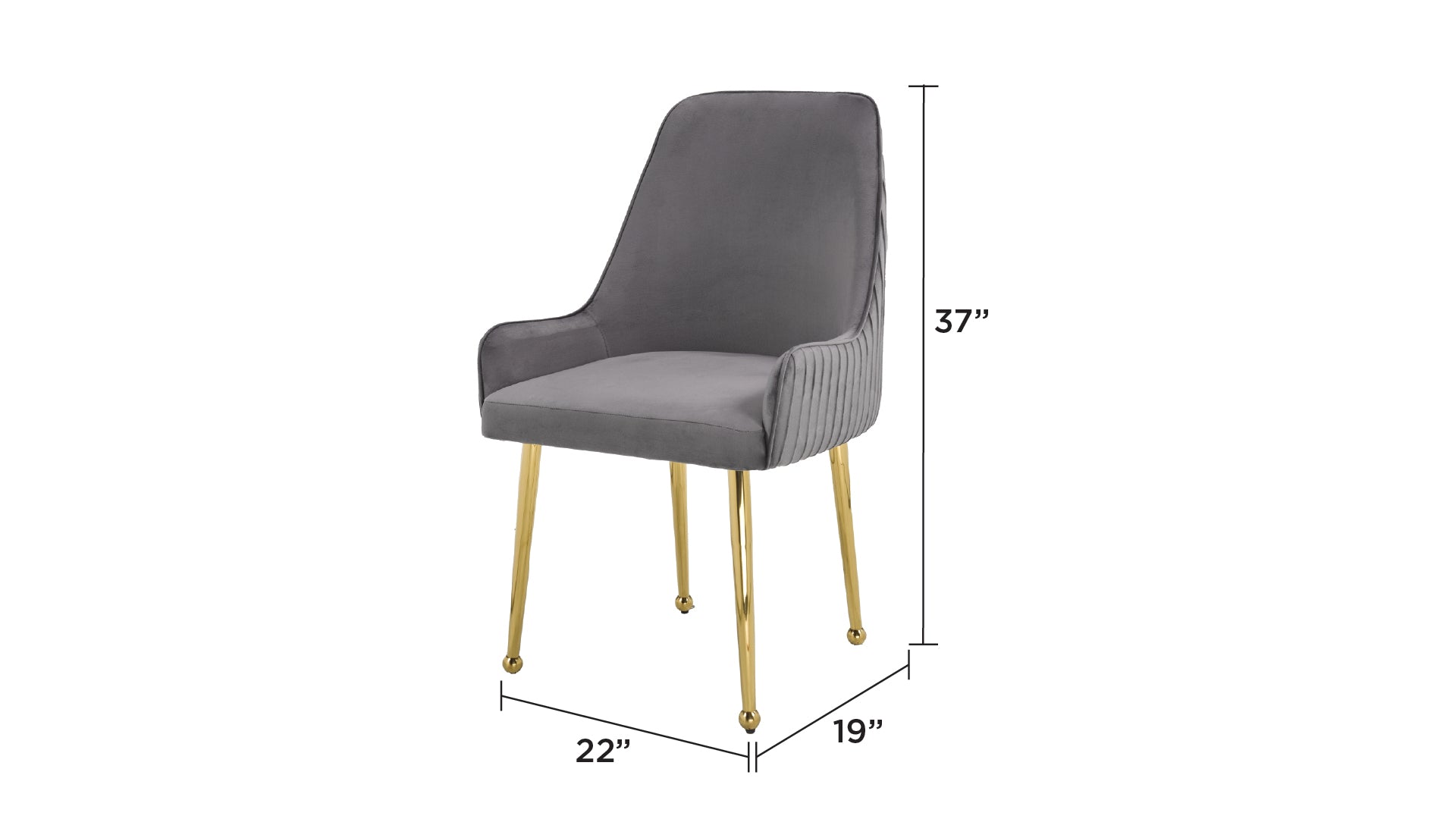 Luxurious Grey Fabric Jade Dining Chair with Gold Stainless Steel