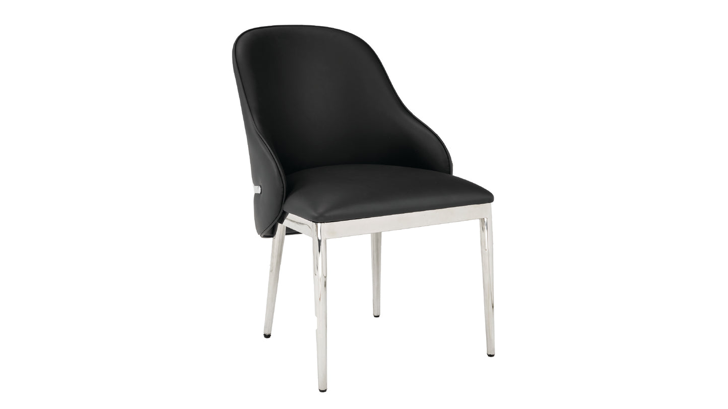 Modern Venus Black Fabric Chair with Glossy Stainless Steel Legs