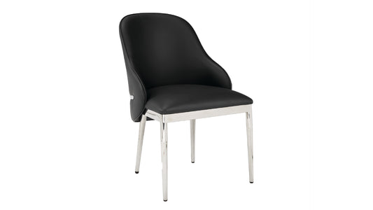 Modern Venus Black Fabric Chair with Glossy Stainless Steel Legs