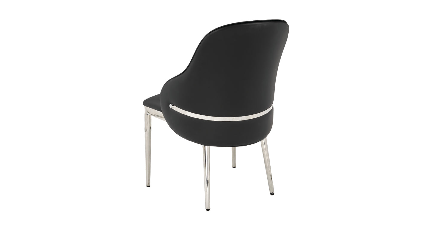 Modern Venus Black Fabric Chair with Glossy Stainless Steel Legs